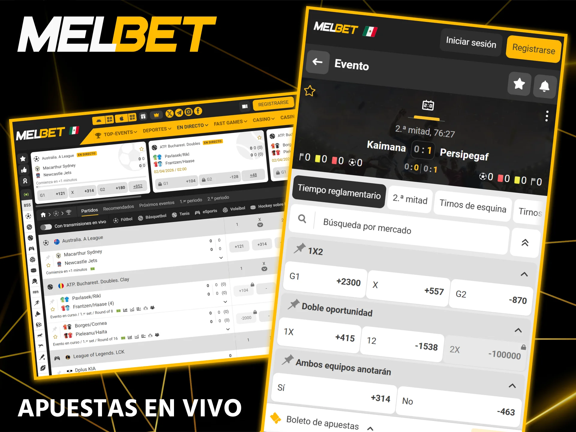 Explora la sección de apuestas en directo en la página web de la casa de apuestas Melbet.